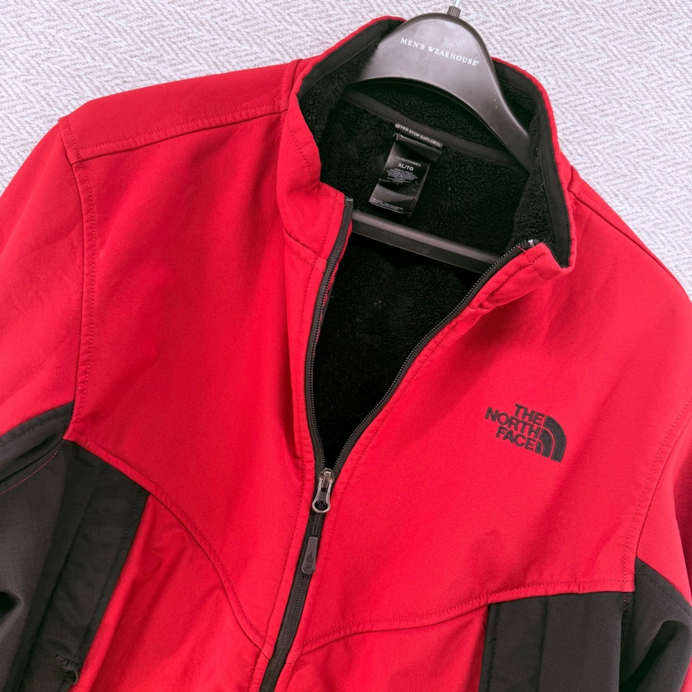 The North Face Jacket XL Red Polyester Fleece Lined Softshell Full Zip Outdoor